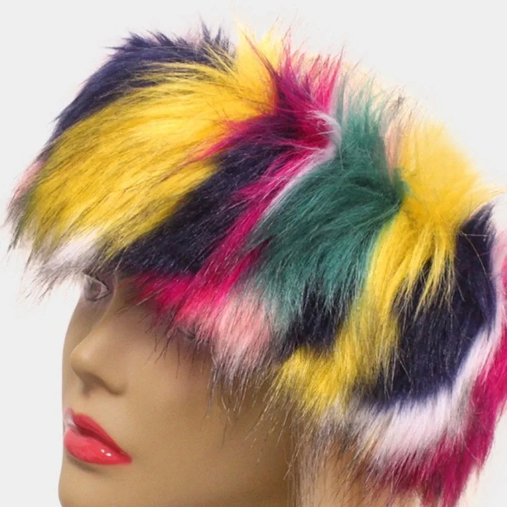 Multi color fur earmuff headband